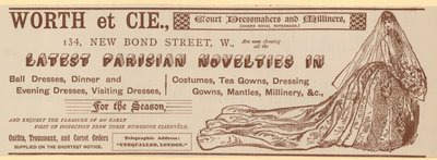 Worth et Cie, 134 New Bond Street, Londra, reklam by English School