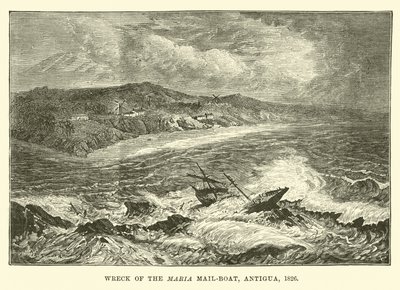 Maria Posta Gemisinin Batığı, Antigua, 1826 by English School