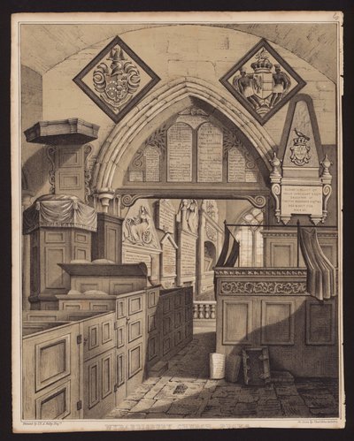 Wyrardisbury Kilisesi, Bucks (gravür) by English School