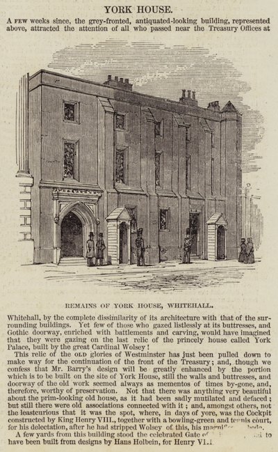 York House, Whitehall (gravür) by English School