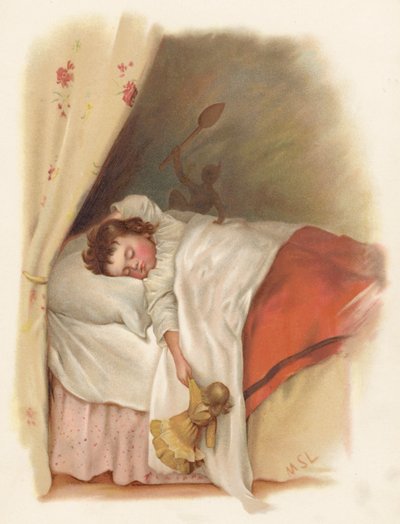 Uyuyan genç kız (renkli lito) by English School