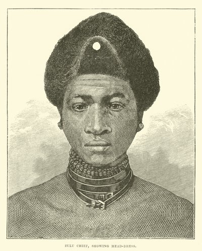 Zulu şefi, başörtüsünü gösteriyor by English School
