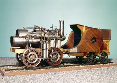 Marc Seguin (1786-1875) tarafından St. Etienne-Lyon Demiryolu (ahşap ve metal) için inşa edilen ilk lokomotifin 1:10 ölçekli modeli by English School English School