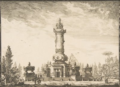Defin için tasarlanmış bir cenaze sütunu perspektifinden yükseklik..., 1746-50. by Ennemond Alexandre Petitot