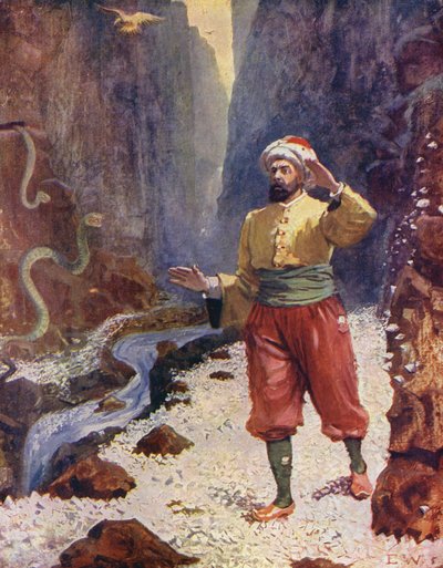 Sindbad Elmaslar Vadisinde (renkli taş baskı) by Enoch Ward