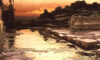 Gün batımında sular altında kalan kalıntılar by Enrique Serra