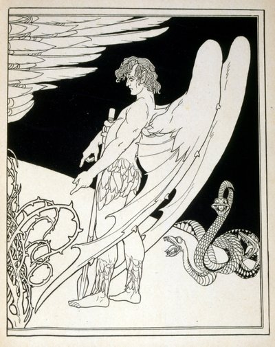 Ephraim Moses Lilien (1874-1925) tarafından resimlenen Judah kitabından Dev Bir Melek. Lilian, Jugendstil (Alman art nouveau) tarzında yaratılan Siyonist ikonografinin babası olarak kabul edilir. İncil