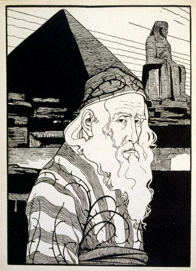 Paskalya, Ephraim Moses Lilien (1874-1925) tarafından resmedilen Judah kitabından. Lilian, Jugendstil (Alman art nouveau) tarzında yaratılan Siyonist ikonografinin babası olarak kabul edilir. Bir Chris tarafından yazılmış bir İncil şiir kitabı olan Juda