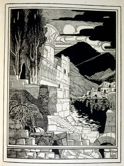 Ephraim Moses Lilien (1874-1925) tarafından resmedilen Judah kitabından Sodom kalıntıları. Lilian, Jugendstil (Alman art nouveau) tarzında yaratılan Siyonist ikonografinin babası olarak kabul edilir. İncil