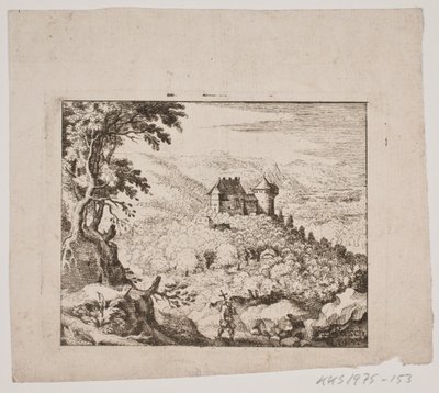 Bir kale ve bir gezgin ile dağlık manzara by Erasmus Sigismund Resch
