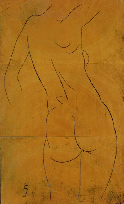 Kadın Çıplak, Arkadan Görünüm (tahta blok) by Eric Gill