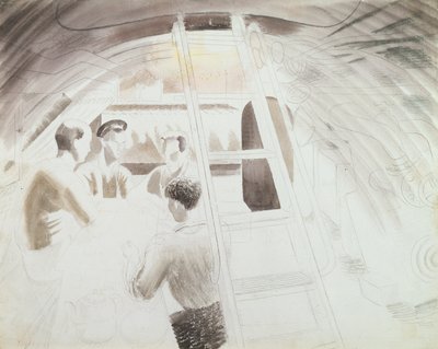 Break at Men (kalem ve yıkama) by Eric Ravilious
