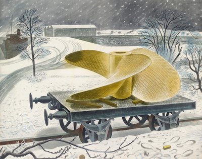 Bir Demiryolu Kamyonundaki Gemi Vidası, 20. yüzyılın başlarında by Eric Ravilious