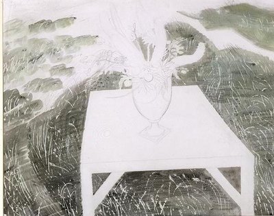 Bahçedeki Çiçek Vazosu (kalem ve kağıt üzerine sulu boya) by Eric Ravilious