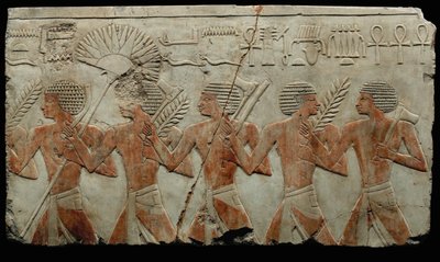 Ellerinde sancaklar, palmiye dalları, bumeranglar ve baltalar olan bir grup asker ... by Erich Lessing