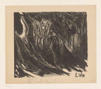 soyut kompozisyon Das Trinklied vom Jammer der Erde (Li Tai Po) (orijinal başlık) by Erich Wichmann (signed by artist)