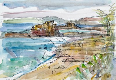 Guimaec, Brittany yakınlarındaki Le Renard (kalem ve mürekkep ve tuvalet kağıdı) by Erin Townsend