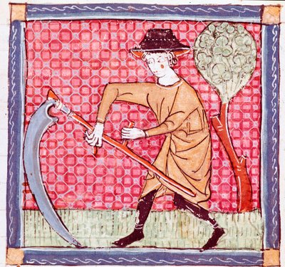 Haziran: orak tutan bir köylü. Ermengol de Beziers (Matfre Ermengau) (Ermengaud) tarafından “Breviaire d