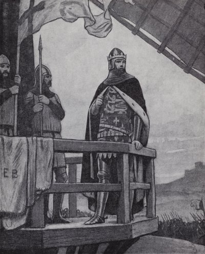Kral Edward III, Crecy Savaşı'nda, Fransa, 26 Ağustos 1346 (lito) by Ernest (after) Board