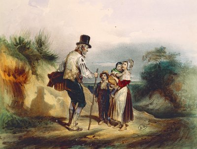 Kısa yol, Victor Hugo'nun (1802-1885) Les Miserables için Ernest Grenier'in suluboya illüstrasyonu by Ernest (after) Grenier