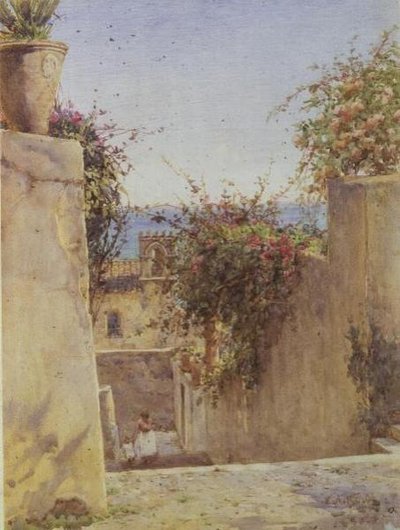 Sokak Sahnesi Sicilya (suluboya) by Ernest Arthur Rowe
