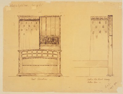 İngiliz meşesinden bir karyola tasarımı, 1902 by Ernest Barnsley