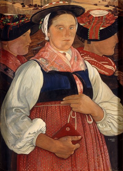 Üç Valais kızı by Ernest Bieler