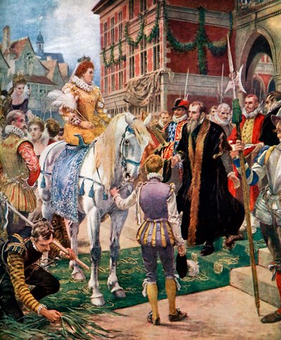 Kraliçe Elizabeth 1570'te Kraliyet Borsasını Açarken, c1920. by Ernest Crofts
