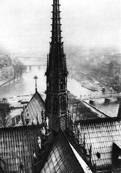 Kulelerden görülen Notre Dame kulesi, Paris, 1931. by Ernest Flammarion
