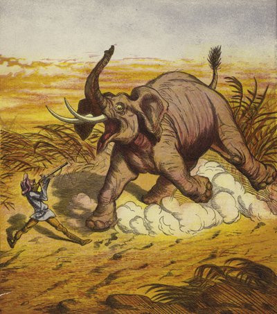 Jim Bold bir fil avlıyor by Ernest Henry Griset