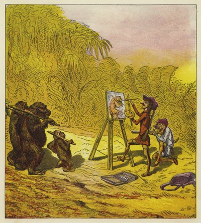 Cesur Kardeşler bir goril ailesiyle karşılaşır by Ernest Henry Griset