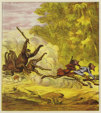 Kızgın goriller tarafından takip edilen Cesur Kardeşler by Ernest Henry Griset