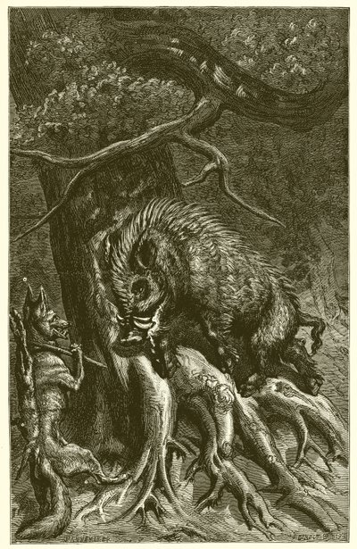 Tilki ve Yaban Domuzu by Ernest Henry Griset