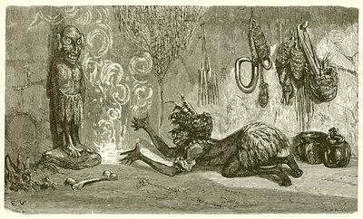 Adam ve Ahşap Tanrısı by Ernest Henry Griset