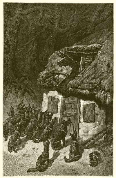 Kurtlar ve Hasta Eşek by Ernest Henry Griset