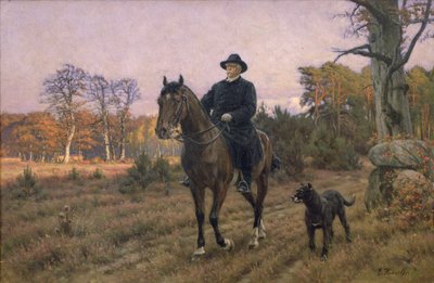 Köpekli Atlı Bismarck (yağlı baskı) by Ernest Henseler