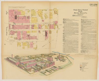 Grays Ferry Kimya İşleri, Grays Ferry Rd. (kuzey tarafı) Otuz dördüncü St. ve Otuz altıncı St. arasında, Hexamer General Surveys, 1888 by Ernest Hexamer
