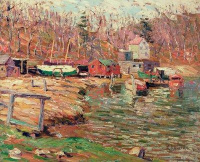 Harlem Nehri Sahnesi (masonit üzerine yağ) by Ernest Lawson