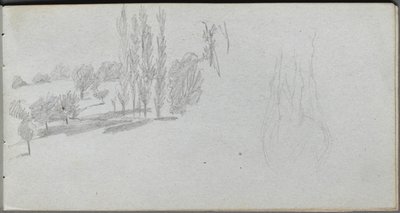 Sketchbook, sayfa 18: Bir At Çalışması ve Peyzaj Çalışması. by Jean Louis Ernest Meissonier