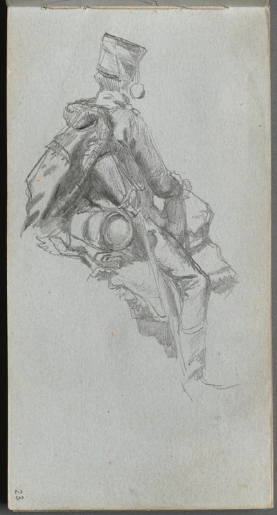 Sketchbook, sayfa 23: Oturan Asker. by Jean Louis Ernest Meissonier