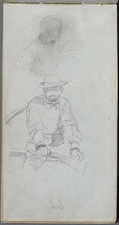 Eskiz defteri, sayfa 30: Oturan erkek Figür ve Profilde Figür. by Jean Louis Ernest Meissonier