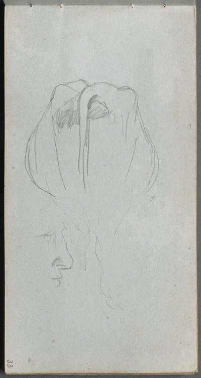 Sketchbook, sayfa 33: Arkadan İnek Çalışması ve Profil Çalışması. by Jean Louis Ernest Meissonier