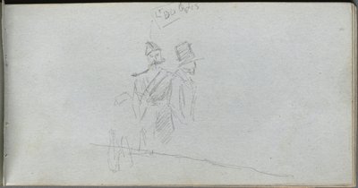 Eskiz defteri, sayfa 38: Bir Asker ve Silindir Şapkalı Figür Çalışması. by Jean Louis Ernest Meissonier