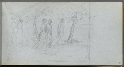 Sketchbook, sayfa 41: Bir Manzaradaki Figürler. by Jean Louis Ernest Meissonier