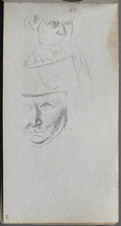 Sketchbook, sayfa 47: Üç Yüz Çalışmaları. by Jean Louis Ernest Meissonier