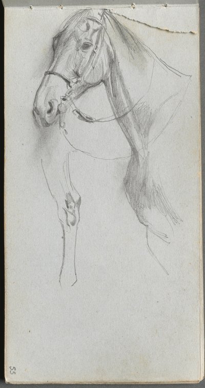 Eskiz defteri, sayfa 55: Bir At Çalışması. by Jean Louis Ernest Meissonier
