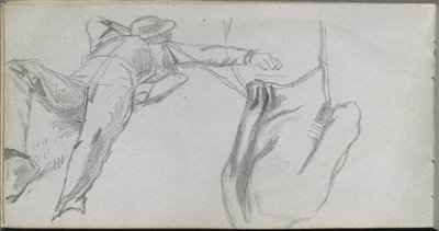 Eskiz defteri, sayfa 58: Yatan Figür ve Arkadan Figür by Ernest Meissonier