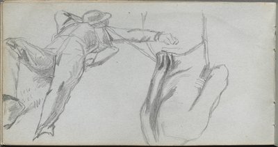 Eskiz defteri, sayfa 58: Yatan Figür ve Arkadan Figür. by Jean Louis Ernest Meissonier