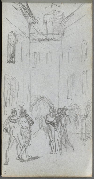 Eskiz defteri, sayfa 63: Avludaki Figürler by Ernest Meissonier