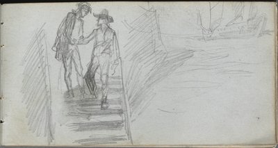 Eskiz defteri, sayfa 64: Merdivendeki Figürler by Ernest Meissonier